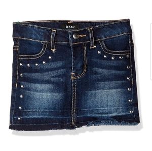 DKNY Western Studded Denim Jean Mini Skirt NWT